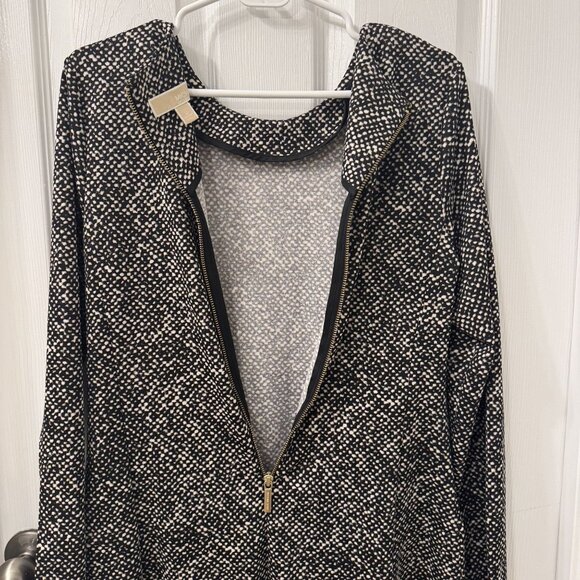 Michael Kors Fit & Flare Long Sleeve Speckled Mini Dress Size 12 Office Pockets - Picture 4 of 10